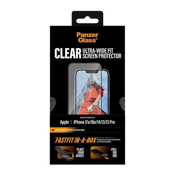PanzerGlass Protector de pantalla Ultra-Wide Fit para iPhone 16e, 14, 13 y 13 Pro