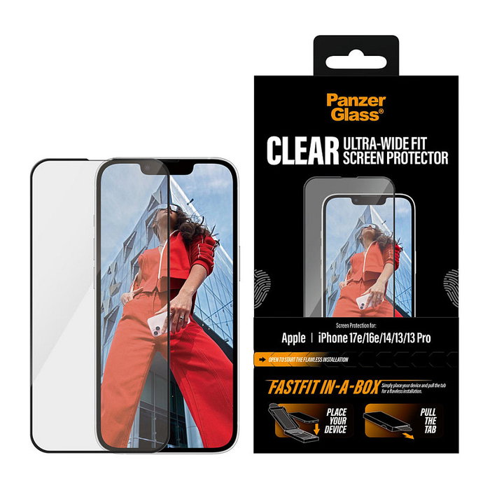 PanzerGlass Protector de pantalla Ultra-Wide Fit para iPhone 16e, 14, 13 y 13 Pro