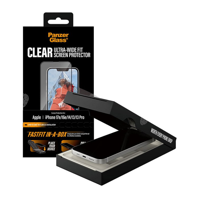 PanzerGlass Protector de pantalla Ultra-Wide Fit para iPhone 16e, 14, 13 y 13 Pro