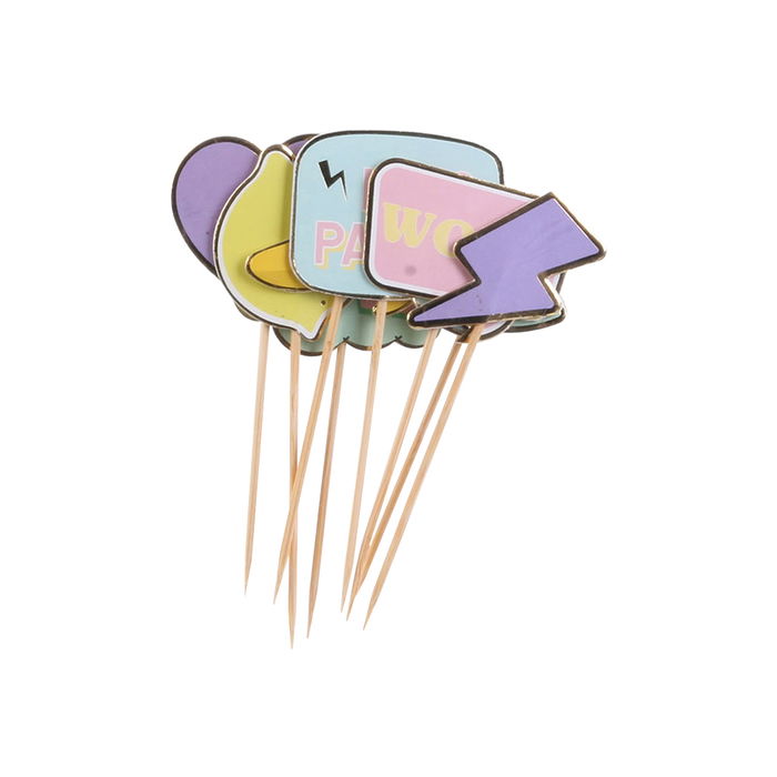 Party Time Juego de 8 Pinchos Decoración para Tartas, Postres y Aperitivos