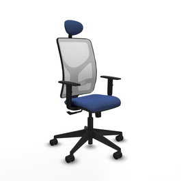 PIQUERAS Y CRESPO Silla de oficina Motilla con mecanismo Sincro, Azul marino y Blanco