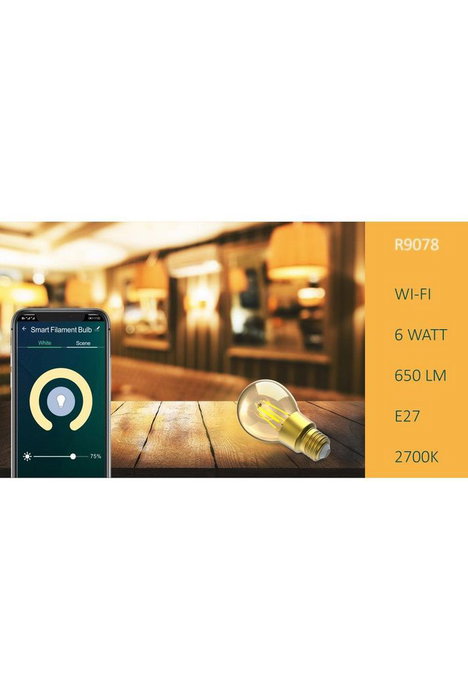 Woox Bombilla Inteligente Retro de Filamento WiFi 6W E27