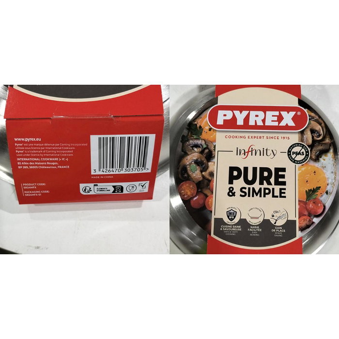 Pyrex Sartén sin mango de acero inoxidable Infinity 24 cm
