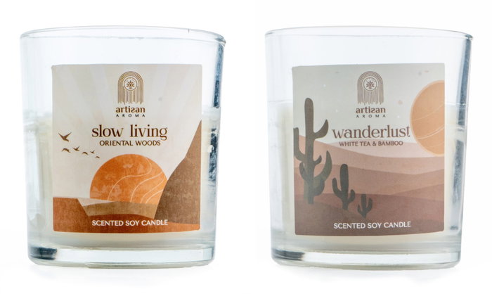 DKD Home Decor Vela de Cera de Parafina SLOW WANDERLUST, Pack de 6