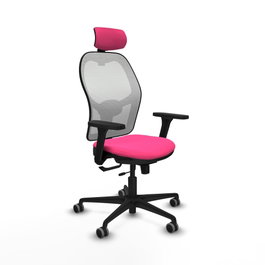 PIQUERAS Y CRESPO Silla de oficina Jorquera Rosa y Blanca con mecanismo Sincro/Traslack
