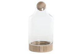 DKD Home Decor Jarrón Transparente Natural Cristal Madera 21 x 42 x 21 cm