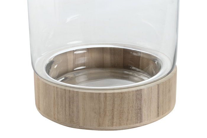 DKD Home Decor Jarrón Transparente Natural Cristal Madera 21 x 42 x 21 cm