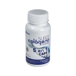 GENOMIX PHARMA Super Colageno 5 En 1 90 Cápsulas con Colágeno Marino, Condroitina, Glucosamina, MSM y Ácido Hialurónico
