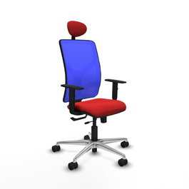 PIQUERAS Y CRESPO Silla de oficina Motilla con mecanismo Sincro/Traslack, Rojo y Azul