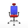 PIQUERAS Y CRESPO Silla de oficina Motilla con mecanismo Sincro/Traslack, Rojo y Azul