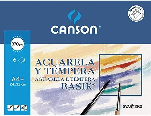 Canson Minipack Papel para Acuarela y Témpera Basik 370g A4+ Canson Minipack Papel para Acuarela y Témpera Basik 370g A4+