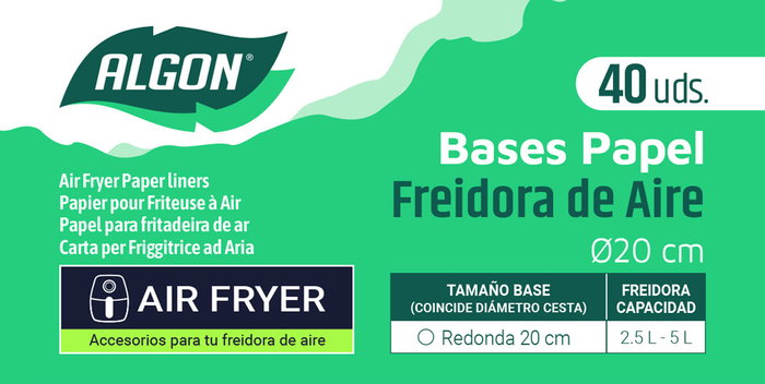Inde Set 40 Papel Airfryer Redondo 20 cm (24 Unidades)
