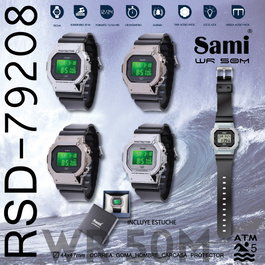 SAMI Reloj Sami con LCD, carcasa protectora y WR50M