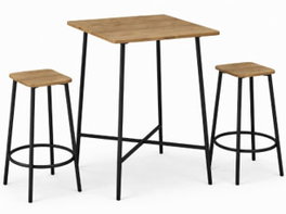Moblekit Taburete Sigrid Asiento Madera y Metal Cuadrado