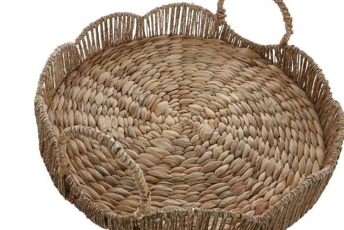 DKD Home Decor Set de 3 Bandejas de Jacinto de Agua y Yute Natural 44x44x14 cm