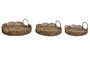 DKD Home Decor Set de 3 Bandejas de Jacinto de Agua y Yute Natural 44x44x14 cm