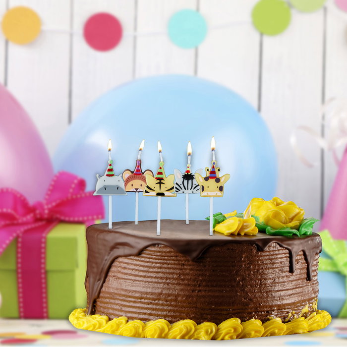 Party Time Saban Juego de 5 Velas de Aniversario con Animales de la Sabana para Tarta Party Time Saban Juego de 5 Velas de Aniversario con Animales de la Sabana para Tarta