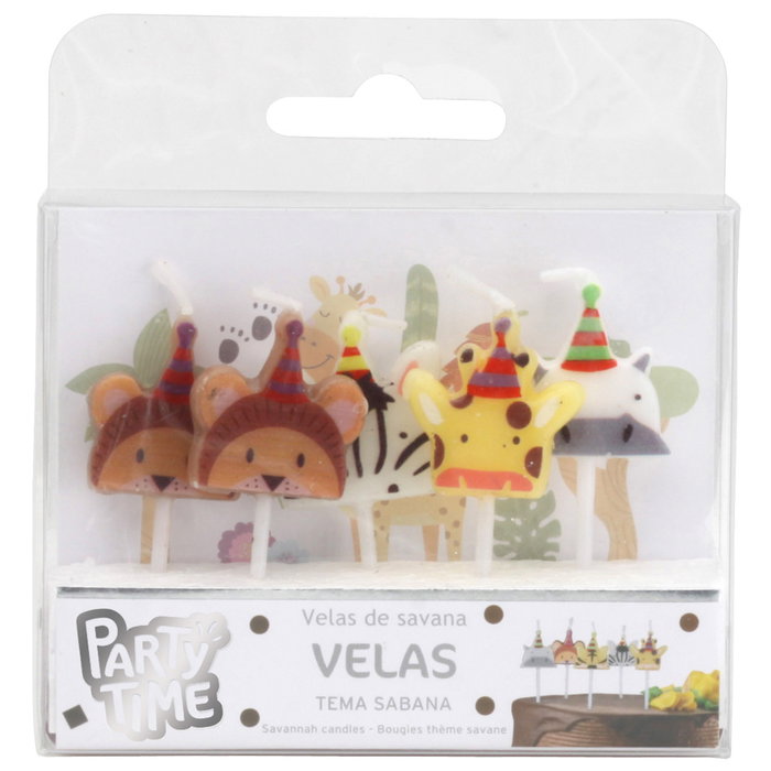 Party Time Saban Juego de 5 Velas de Aniversario con Animales de la Sabana para Tarta Party Time Saban Juego de 5 Velas de Aniversario con Animales de la Sabana para Tarta