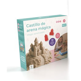 Deqube Set Castillo y Moldes Arena Mágica Premium - Incluye 600g Arena, 10 Moldes y Bandeja - Fomenta Motricidad e Imaginación