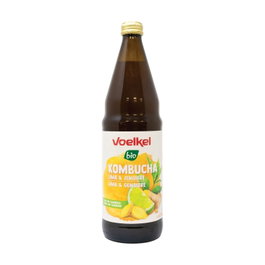 Voelkel Kombucha Lima Jengibre Bio 750 ml - Bebida de té fermentado natural