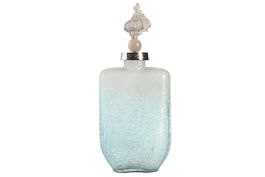 DKD Home Decor Jarrón Mediterraneo Azul Cristal y Aluminio 36x16x9 cm