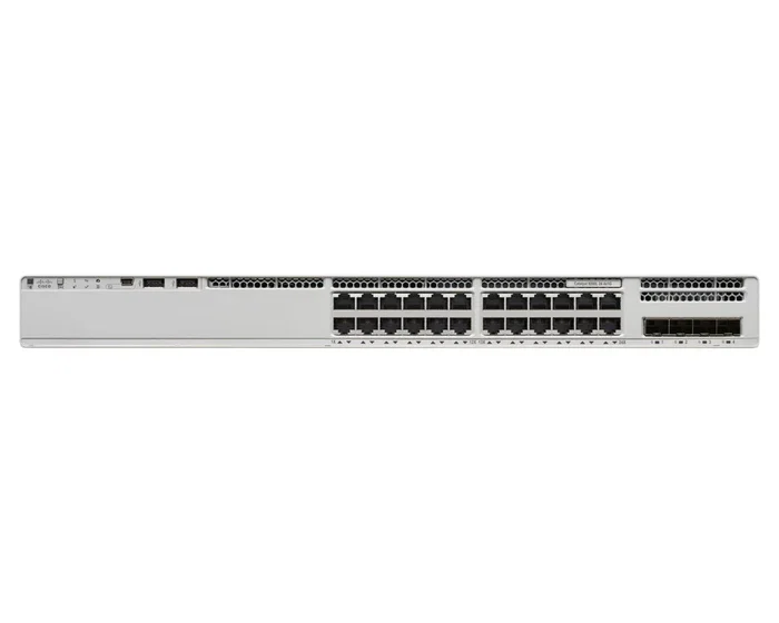 Cisco Conmutador Catalyst 9200L, Gestionado L3, 24 Puertos Gigabit Ethernet (10/100/1000) RJ-45 + 4 SFP, Network Essentials, Color Gris, Para Montaje en Rack