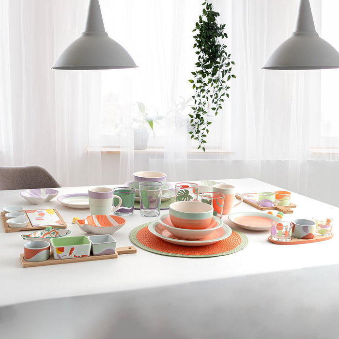 Bol Cerámico Kaleido Quid 16x16x3,5 cm (4 Unidades)