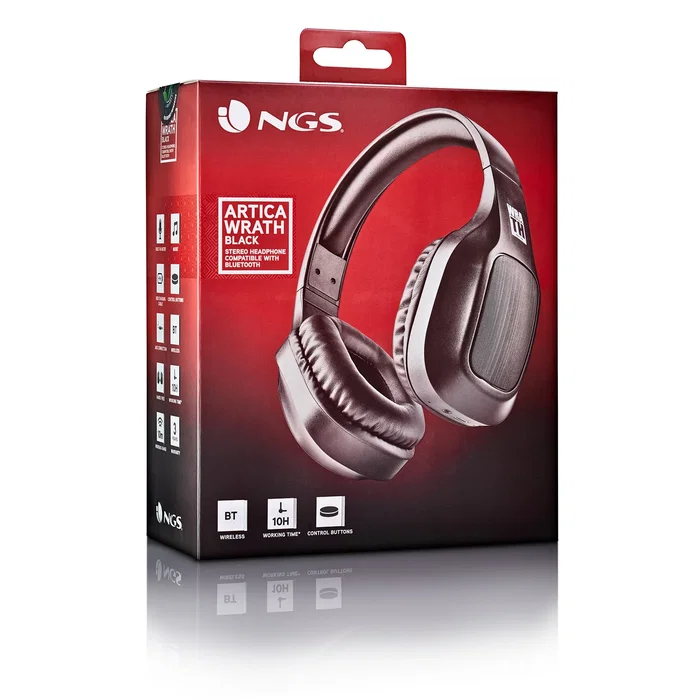 NGS Auriculares Diadema Artica WATH Inalámbricos Bluetooth 5.1 y Alámbricos para Llamadas/Música con Micrófono, USB Tipo-C, Negro