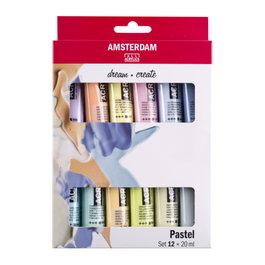 Amsterdam Estuche de pintura acrílica Standard Series pastel, 12 x 20 ml