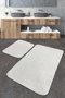 Mijölnir Ottoman - Juego de 2 alfombrillas de baño 100% algodón, antibacterianas, 1600 gr/m², 50x60cm y 60x100cm, Color Ecru