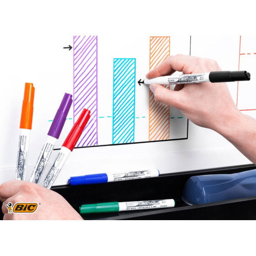 BIC Velleda 1741 Estuche de 8 Marcadores para Pizarra Blanca Surtidos con Punta Redonda