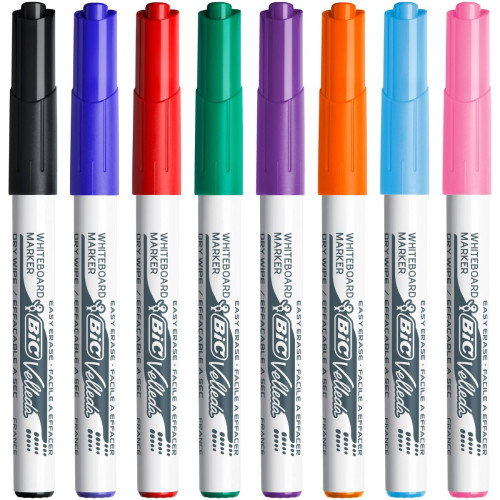 BIC Velleda 1741 Estuche de 8 Marcadores para Pizarra Blanca Surtidos con Punta Redonda