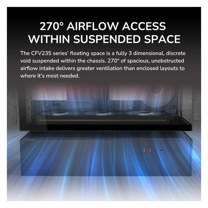 Cougar CFV235 Midi Torre Gaming PC - Caja ATX con Panel de Vidrio Templado ARGB, 3 Ventiladores, 7 Ranuras, Negro, hasta Placa 43 cm