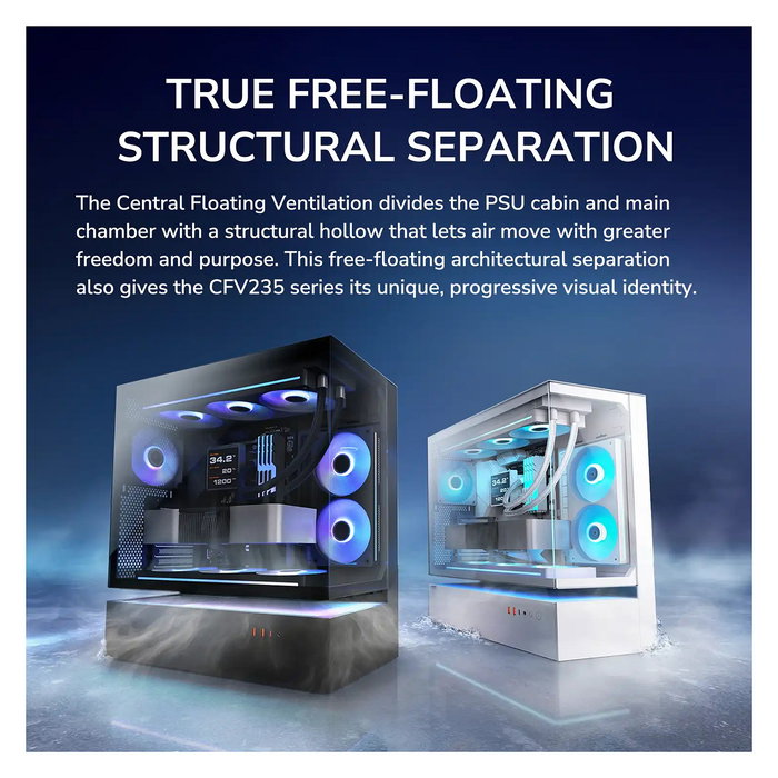 Cougar CFV235 Midi Torre Gaming PC - Caja ATX con Panel de Vidrio Templado ARGB, 3 Ventiladores, 7 Ranuras, Negro, hasta Placa 43 cm