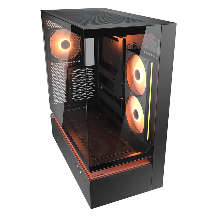 Cougar CFV235 Midi Torre Gaming PC - Caja ATX con Panel de Vidrio Templado ARGB, 3 Ventiladores, 7 Ranuras, Negro, hasta Placa 43 cm