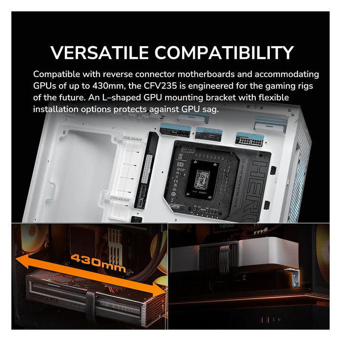 Cougar CFV235 Midi Torre Gaming PC - Caja ATX con Panel de Vidrio Templado ARGB, 3 Ventiladores, 7 Ranuras, Negro, hasta Placa 43 cm