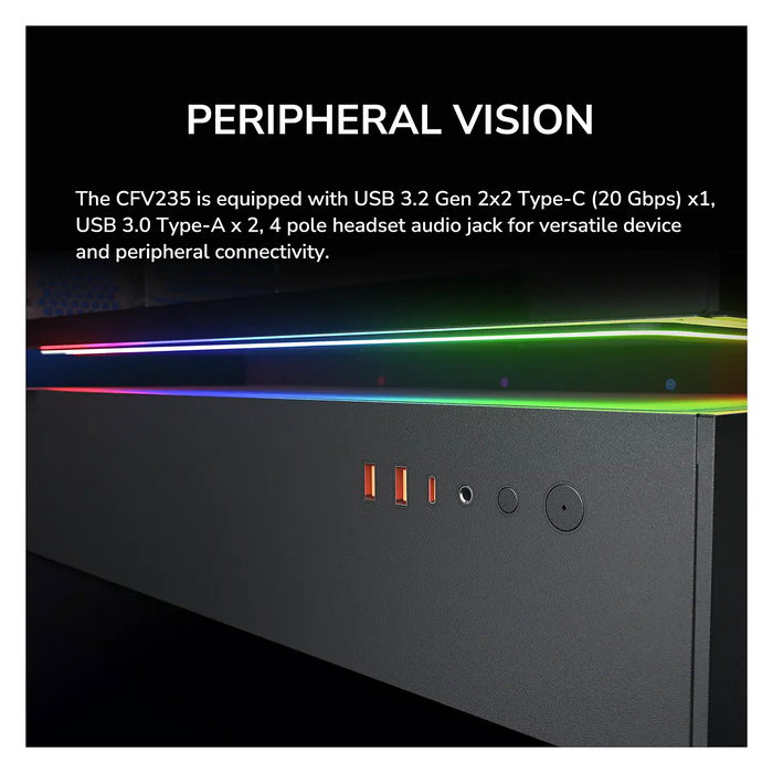 Cougar CFV235 Midi Torre Gaming PC - Caja ATX con Panel de Vidrio Templado ARGB, 3 Ventiladores, 7 Ranuras, Negro, hasta Placa 43 cm