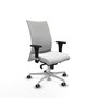 PIQUERAS Y CRESPO Silla Albacete confidente con mecanismo Sincro, Tela Blanca, Base Aluminio, Brazos 1D, Ruedas 65 mm