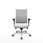 PIQUERAS Y CRESPO Silla Albacete confidente con mecanismo Sincro, Tela Blanca, Base Aluminio, Brazos 1D, Ruedas 65 mm
