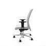 PIQUERAS Y CRESPO Silla Albacete confidente con mecanismo Sincro, Tela Blanca, Base Aluminio, Brazos 1D, Ruedas 65 mm