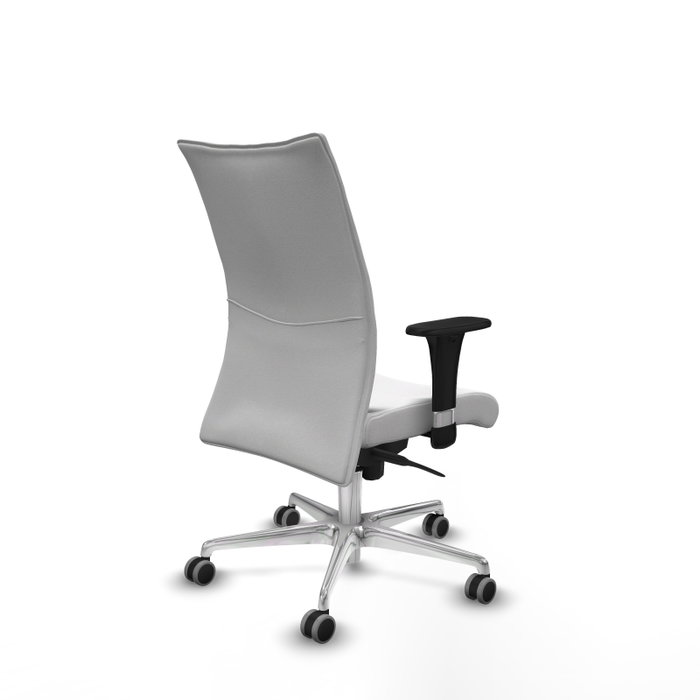 PIQUERAS Y CRESPO Silla Albacete confidente con mecanismo Sincro, Tela Blanca, Base Aluminio, Brazos 1D, Ruedas 65 mm