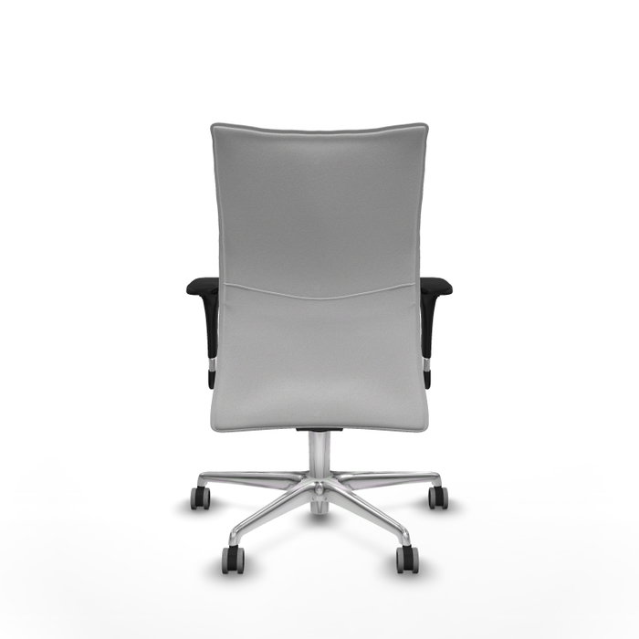PIQUERAS Y CRESPO Silla Albacete confidente con mecanismo Sincro, Tela Blanca, Base Aluminio, Brazos 1D, Ruedas 65 mm
