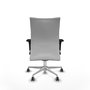 PIQUERAS Y CRESPO Silla Albacete confidente con mecanismo Sincro, Tela Blanca, Base Aluminio, Brazos 1D, Ruedas 65 mm