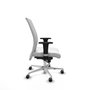 PIQUERAS Y CRESPO Silla Albacete confidente con mecanismo Sincro, Tela Blanca, Base Aluminio, Brazos 1D, Ruedas 65 mm