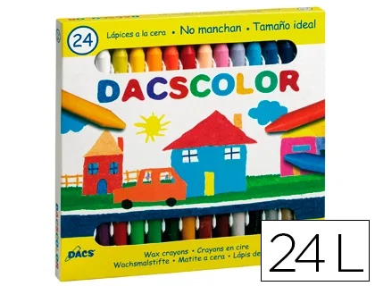 Dacs Estuche de 24 Ceras Semiblandas de Colores Surtidos 80mm