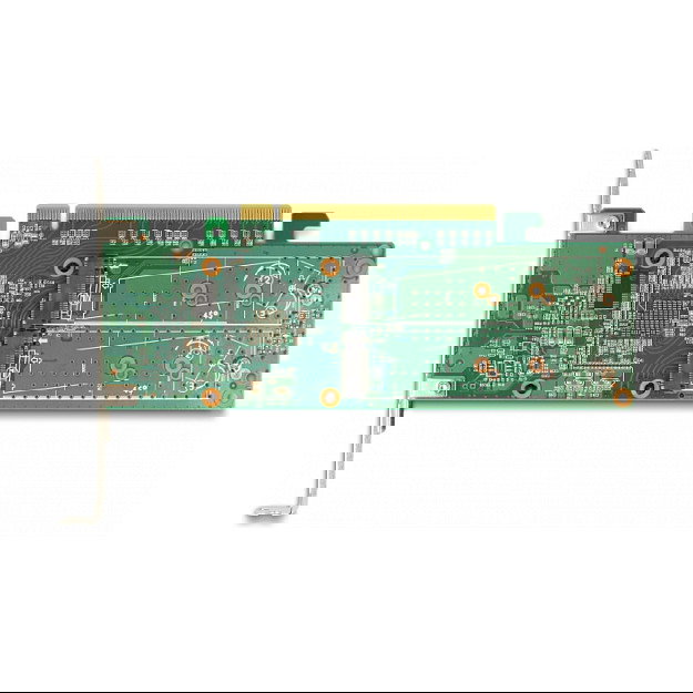 DeLOCK Tarjeta PCIe x16 a 4 NVMe M.2 Interno - Factor Forma Low Profile, Verde, Activo, 32 Gbit/s, Soporte Windows/Linux