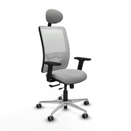 PIQUERAS Y CRESPO Silla de oficina Zulema con mecanismo Sincro/Traslack, Gris claro y Blanco