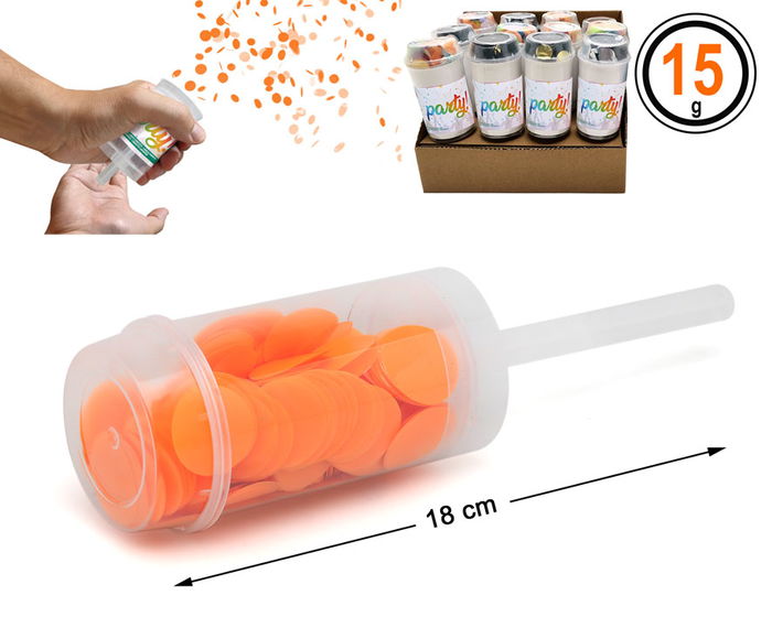 Lanza Confeti 18x4.5 Naranja 15 gr Lanza Confeti 18x4.5 Naranja 15 gr