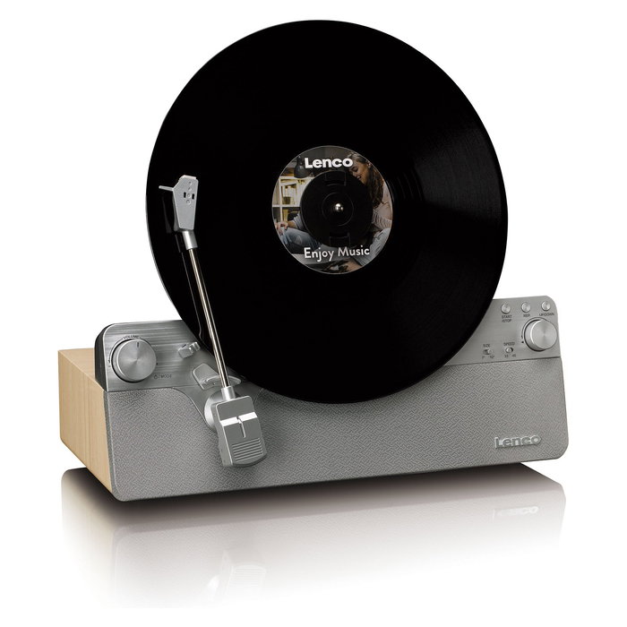 Lenco LSA-071SI Tocadiscos de Vinilo Automático con Bluetooth 5.3, Plato a 33/45 RPM, Amplificador y Altavoces Integrados, Color Gris