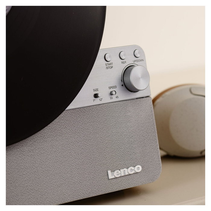 Lenco LSA-071SI Tocadiscos de Vinilo Automático con Bluetooth 5.3, Plato a 33/45 RPM, Amplificador y Altavoces Integrados, Color Gris